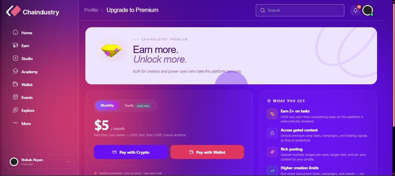 Premium Upgrade
